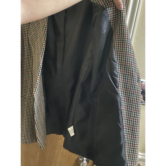Vintage Joan Leslie Blazer Wool Blend Houndstooth Naturals Velvet Collar 6P - Picture 12 of 15